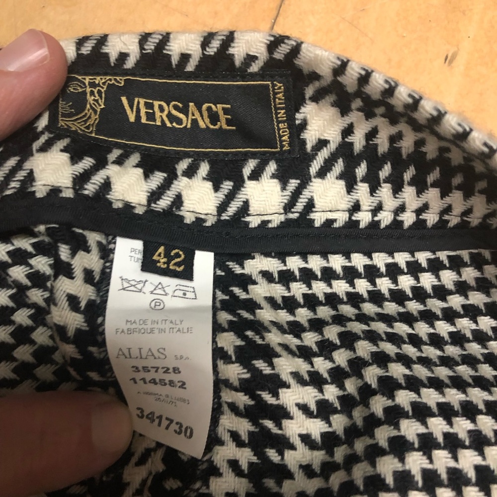 Versace B/W plaid flared pants 42IT fab - Picture 5 of 11